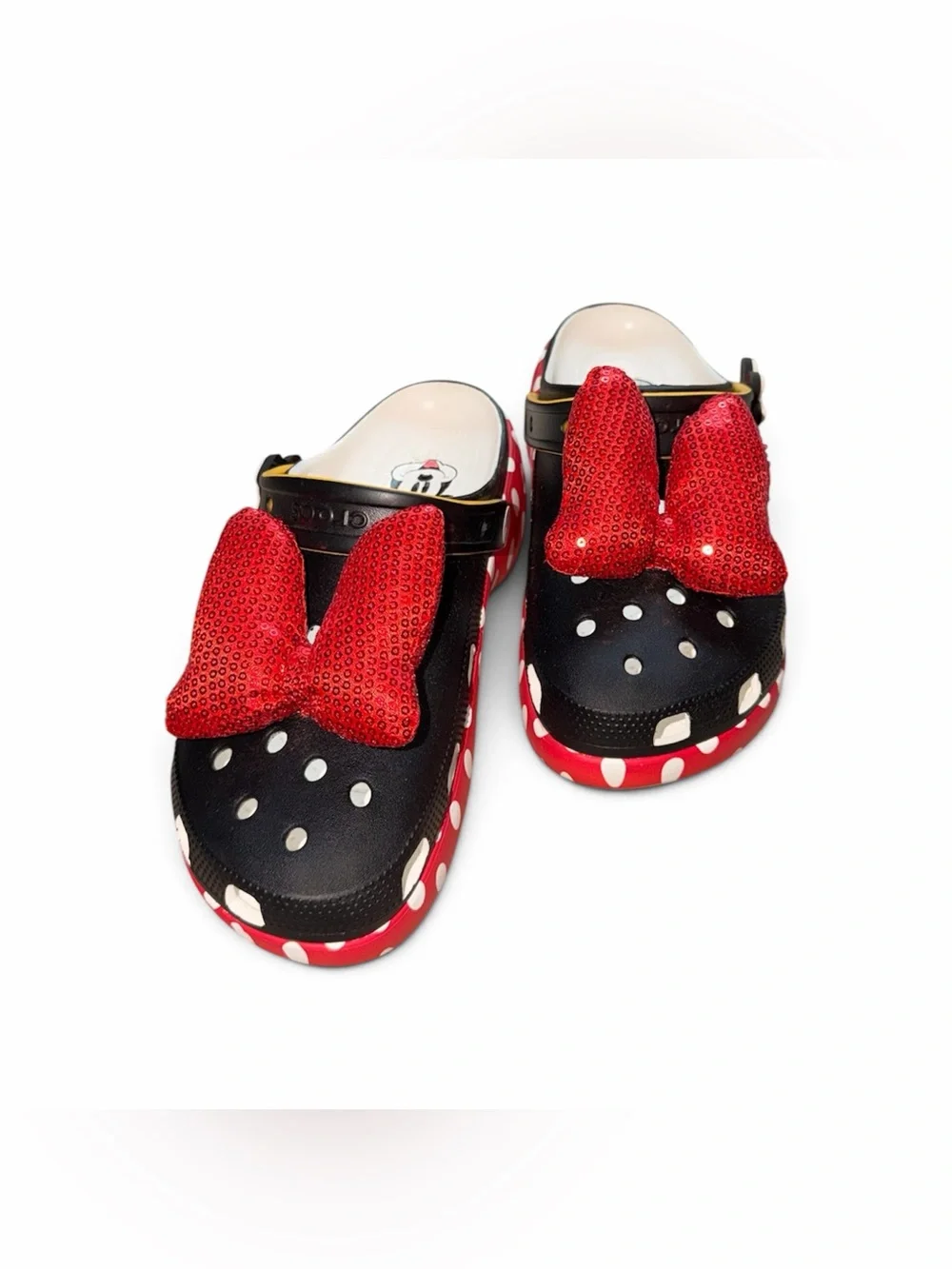 Crocs x Disney Minnie Mouse Platform Clogs Sequin Bow Womens 9